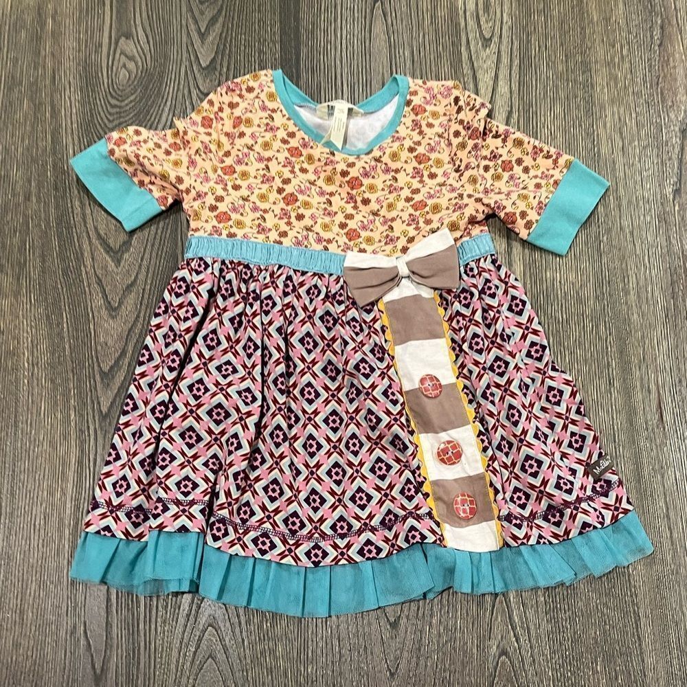 Matilda Jane Girls Tunic Top Cartwheels Bow Floral Buttons Multicolor Size 10